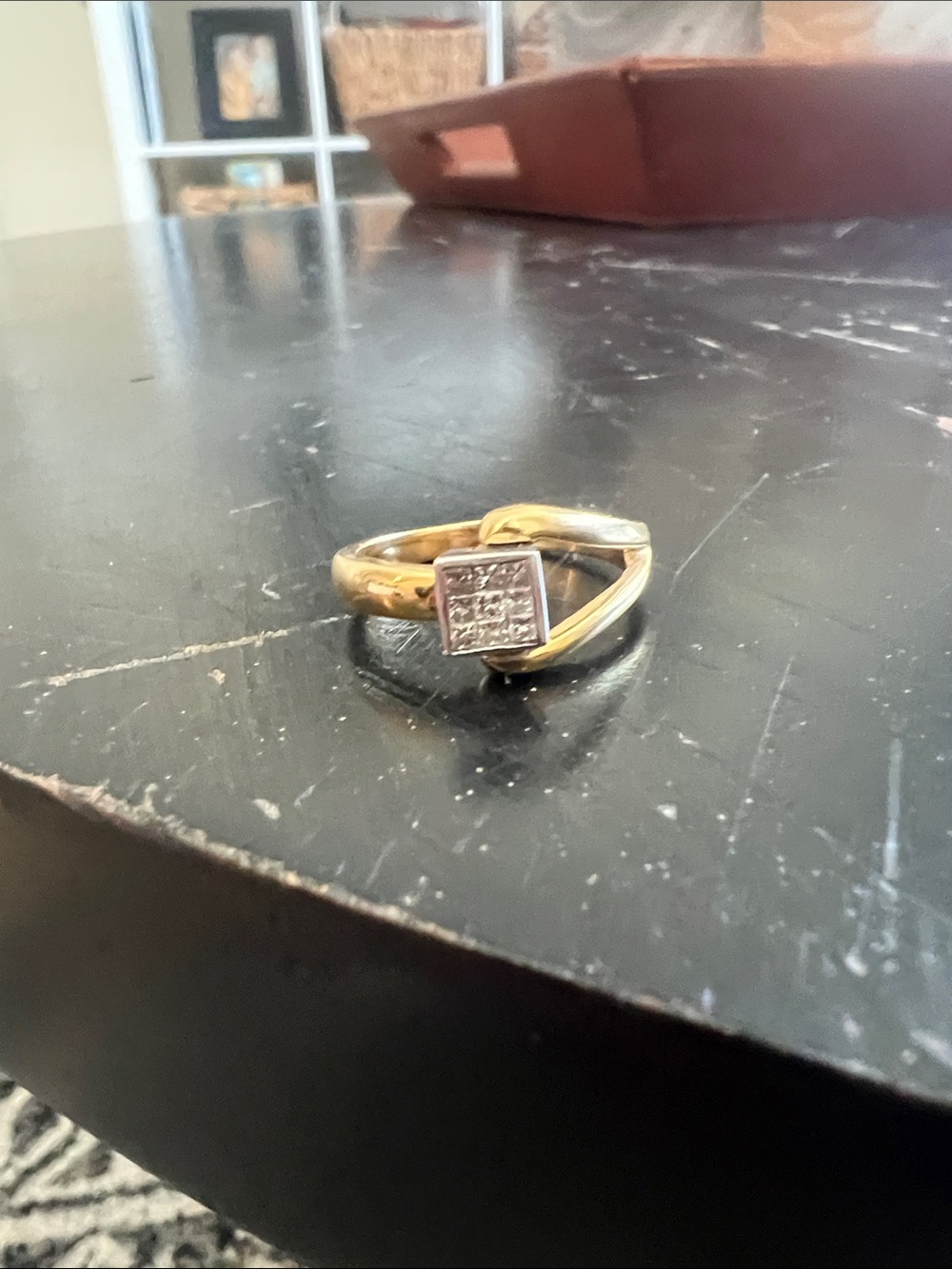 18k Gold with Diamond 5pts each size 7